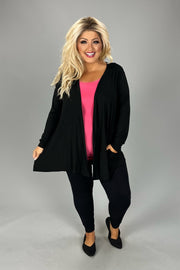 1-79 OT-C {All For You} BLACK Long Sleeve Cardigan CURVY BRAND!!!  EXTENDED PLUS SIZE 1X 2X 3X 4X 5X 6X (May Size Down 1 Size)