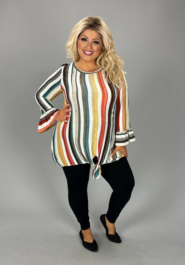 SALE! PQ-R {Yes It's True} Vertical Striped Tunic with Tie Hem