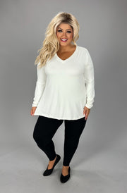 60 SLS-B {Keep You Happy} Ivory V-Neck Top PLUS SIZE 1X 2X 3X