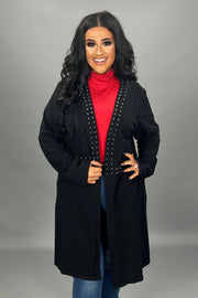 1-21 OT {Studded Beauty} VOCAL Black Cardigan w/Stud Detail PLUS SIZE XL 2X 3X