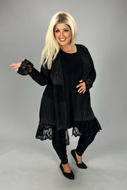 22 OT {Love Of Drama} VOCAL Black Waffle Knit Lace Sm Stud Cardigan PLUS SIZE XL 2X 3X