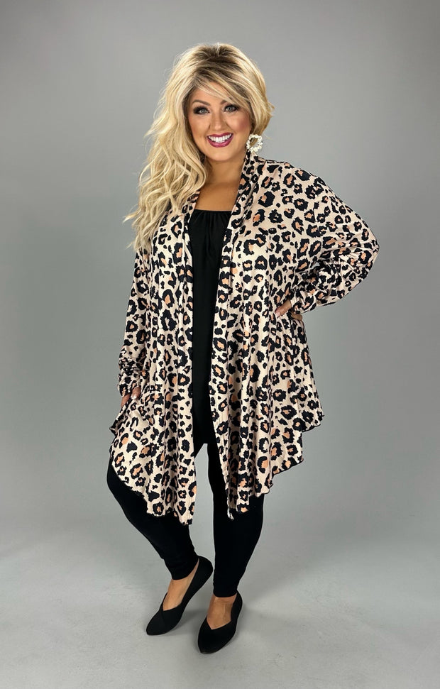 1-29 SET {Set On Go} Black Leopard 3 Piece Cardigan Set CW PLUS SIZE 1X 2X 3X