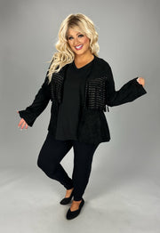 47 OT {Let Me See} VOCAL Black Studded Fringe Jacket PLUS SIZE XL 2X 3X