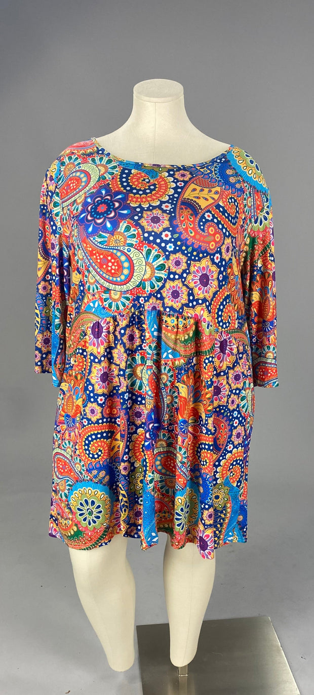 CW  PQ {Grow Wild One} Blue/Multi-Color Paisley Babydoll Dress