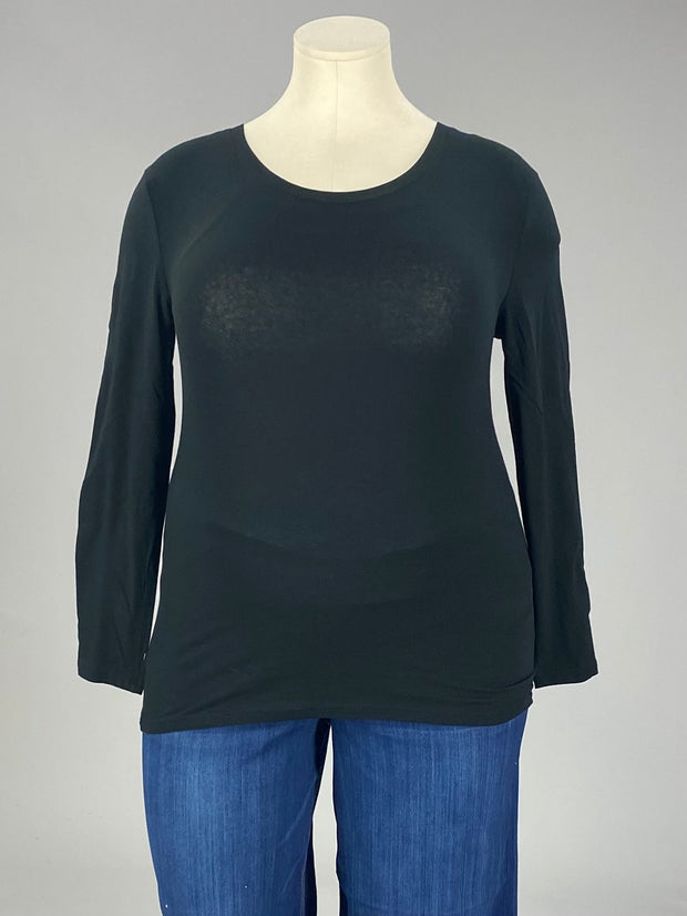 31 SLS {My Main Priority} Black Solid Long Sleeve Top PLUS SIZE XL 2X 3X