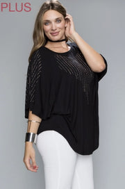 95 SD {Total Stunner} Vocal Black Top w Rhinestone Details PLUS SIZE 1X 2X 3X