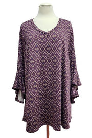 43 PQ {Steal A Moment} Eggplant Printed V-Neck Top EXTENDED PLUS SIZE 4X 5X 6X