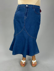 BT {In Her Own World} Med Blue Flared Hem Denim Skirt CW PLUS SIZE XL 2X