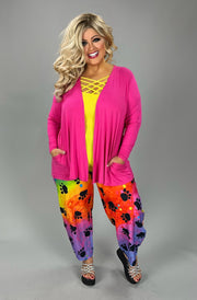 SALE!! 79 OT-A {All For You} FUCHSIA Long Sleeve Cardigan PLUS SIZE 1X 2X 3X 4X 5X 6X