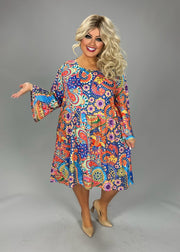 CW  PQ {Grow Wild One} Blue/Multi-Color Paisley Babydoll Dress