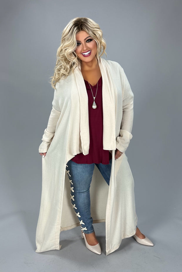 24 OT {Come Together} Ivory Brushed Fleece Cardigan PLUS SIZE 1X 2X 3X