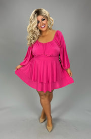 SALE!! 99 RP-B {On A Journey} Fuchsia Smocked Romper w/Belt  CURVY BRAND!!!  EXTENDED PLUS SIZE 2X 3X 4X 5X