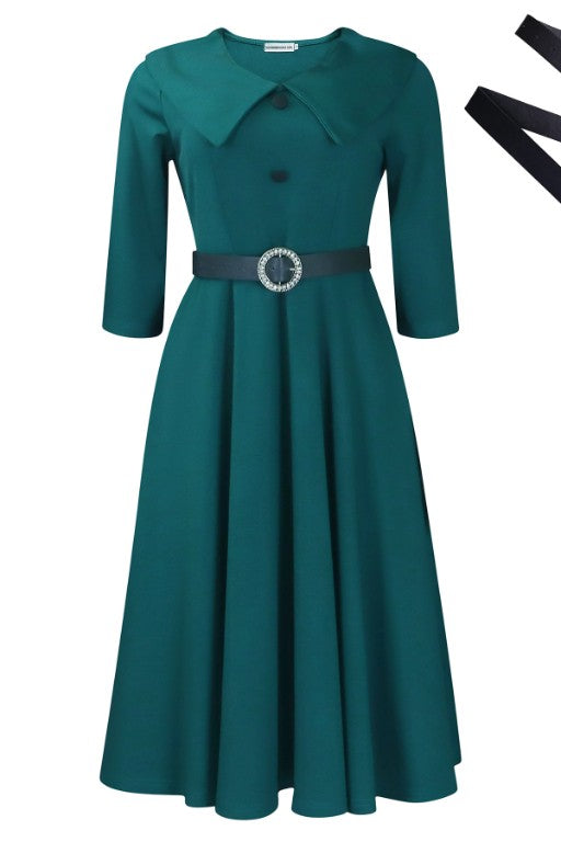 62 SD {Just A Little Faith} Green A-Line Dress With Belt PLUS SIZE 3X