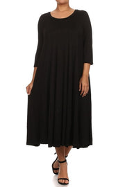 67 SQ {Playing For Keeps} Black Pleated A-Line Dress PLUS SIZE 1X 2X 3X