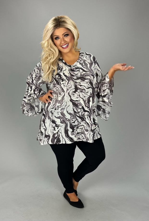 SALE!! 1-93 PQ {Keep My Interest} Dark Purple Marbled Print Top EXTENDED PLUS SIZE 4X 5X 6X