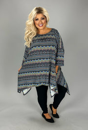 SALE!! 1-15 PQ {Tell Me A Story} Multi-Color Zig Zag Stripe Print Top EXTENDED PLUS SIZE 3X 4X 5X