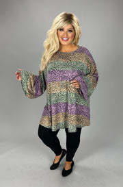 SALE!! 1-26 PLS {Mother Of The Jungle} Olive/Purple Leopard Striped Top EXTENDED PLUS SIZE 3X 4X 5X