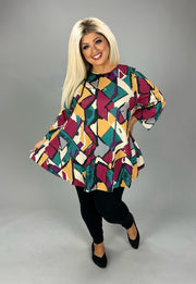 SALE! 26 PQ {When Paths Crossed} Magenta Gold Black Print Top EXTENDED PLUS SIZE 4X 5X 6X