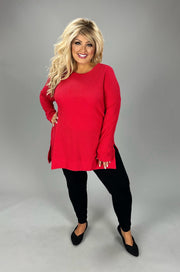 82 SLS-C {Speak Truth} Ruby Waffle Knit Top PLUS SIZE 1X 2X 3X