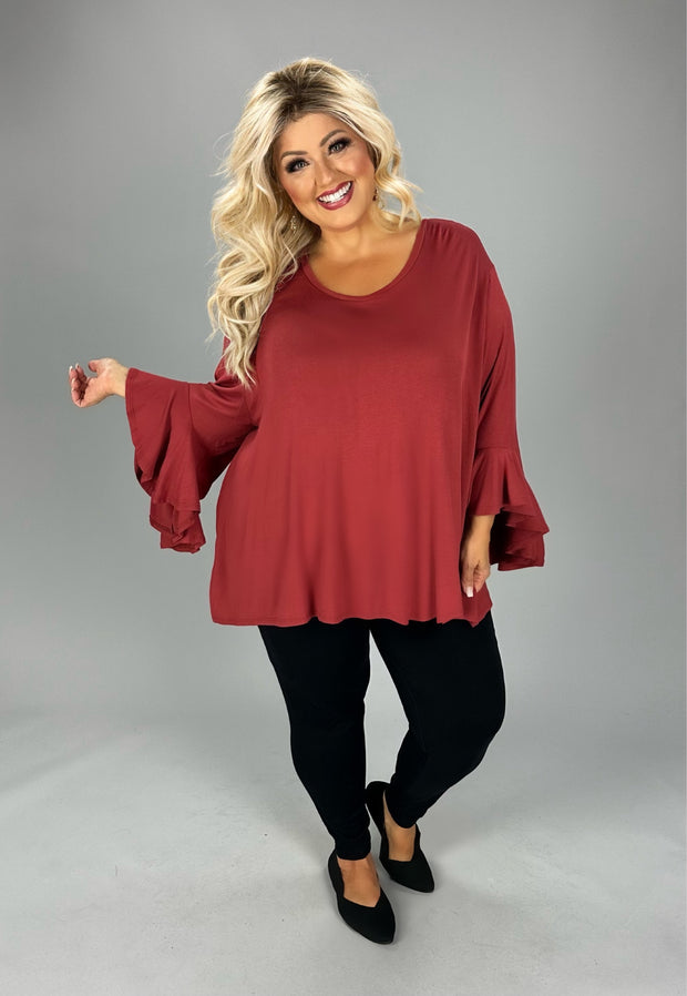 SALE!! 25 SQ {Getting Better} Rust V-Neck Cascading Sleeve Top EXTENDED PLUS SIZE 4X 5X 6X