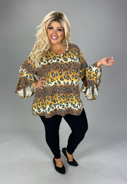 SALE! 51 PQ {Hang Onto Love} Brown/Mint Leopard Print Top EXTENDED PLUS SIZE 4X 5X 6X