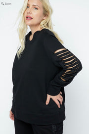 35 SD {Coming Your Way} VOCAL Black Laser Cut Sleeve Top w/Stones PLUS SIZE XL 2X 3X