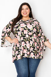 18 PQ {Turning Heads} Black Floral Cascading Sleeve Top PLUS SIZE 1X 2X 3X