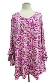 20 PQ {Pages Turned} Purple Swirl Cascading Sleeve Top EXTENDED PLUS SIZE 4X 5X 6X