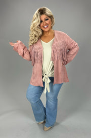 SALE!! 27 OT {Nothing Like Me} VOCAL Pink Faux Suede Jacket w/Studded Fringe PLUS SIZE XL 2X 3X