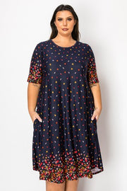 21 PSS {Steer Me Right} Navy Red Floral Print Dress EXTENDED PLUS SIZE 3X 4X 5X