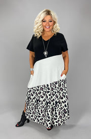 LD-F {Cherished Maxi} Black/Ivory Leopard Print Maxi Dress PLUS SIZE 3X