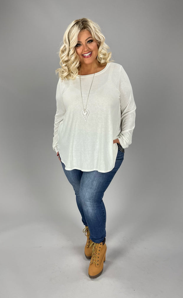 94 SLS {Making Good Choices} Ivory Long Sleeve Top PLUS SIZE 1X 2X 3X