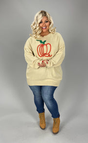 01-01-20 GT {Pumpkin Swirl} Bone Sweater w/Pumpkin PLUS SIZE 1X 2X 3X