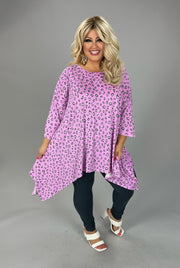 62 PSS {Best Intentions} Lavender Grey Leopard Asymmetrical Top EXTENDED PLUS SIZE 3X 4X 5X