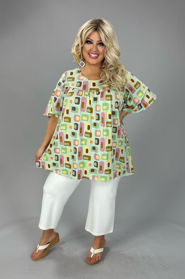 21 PSS {Compelling Charm} Mint Print Top EXTENDED PLUS SIZE 4X 5X 6X