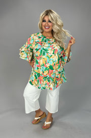 43 PSS {So Appealing} Green Floral Print Top EXTENDED PLUS SIZE 4X 5X 6X