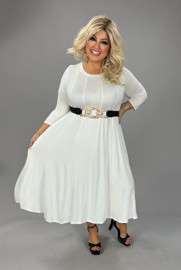 63 SQ {Playing For Keeps} Ivory Pleated A-Line Dress PLUS SIZE 1X 2X 3X