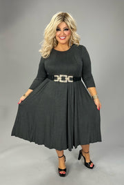 36 SQ {Playing For Keeps} Heathered Charcoal Pleated A-Line Dress PLUS SIZE 1X 2X 3X