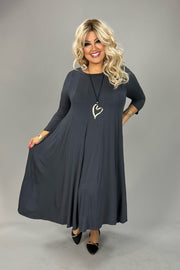 70 SQ {Playing For Keeps} Charcoal Pleated A-Line Dress PLUS SIZE 1X 2X 3X