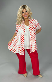 25 OT {Dots On Call} White/Red Polka Dot Cardigan PLUS SIZE XL 2X 3X