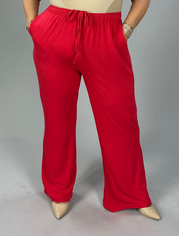 SALE!! BT-E [Lovely View} Ruby Red Drawstring Lounge Pants PLUS SIZE 1X 2X 3X