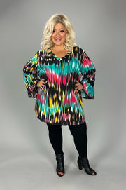 SALE!! 47 PQ-F {Fashionistas Unite} Fuchsia Jade Print Top EXTENDED PLUS SIZE 3X 4X 5X