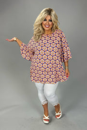 SALE!! 32 PSS {Radiate Poise} Royal Blue/Yellow Floral Top EXTENDED PLUS SIZE 4X 5X 6X