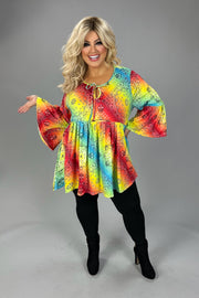 51 PSS {Now Till Forever} Multi Dye Paisley Tie Neck Top EXTENDED PLUS SIZE 3X 4X 5X