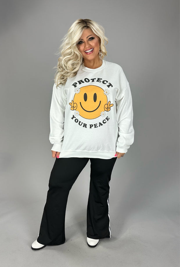 SALE!! 41 GT {Protect Your Peace} Ivory Graphic Sweatshirt PLUS SIZE 1X 2X 3X