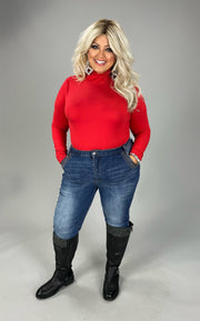 SALE!! 56 SLS-H {Best There Is} Ruby Red Gathered Turtleneck Top PLUS SIZE 1X 2X 3X