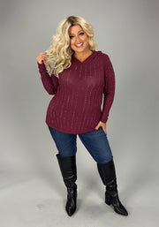 1-39 HD {The Lucky One} VOCAL Burgundy Waffle Knit Hoodie  PLUS SIZE XL 2X 3X