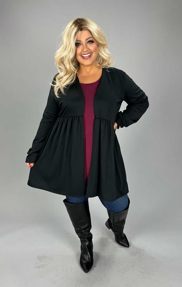 1-99 OT {Prepared For Anything} Black Long Sleeve Cardigan PLUS SIZE 1X 2X 3X