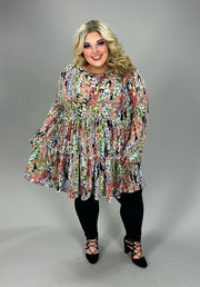 56 PLS {Hear Me Out} Multi Color Print Tiered Top EXTENDED PLUS SIZE 3X 4X 5X