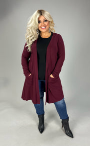 63 OT {Worth A Mention} Dk Burgundy Cardigan w/Pockets PLUS SIZE 1X 2X 3X